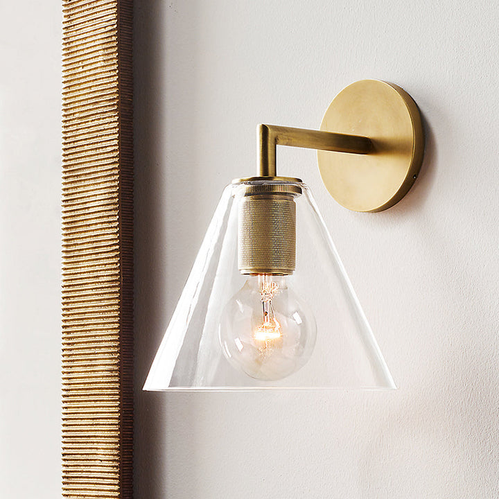 Geribbelde wandlamp met arm Postmodern eenvlam metalen/helder glazen wandlamp met/zonder schijf/sfeer/conus kap