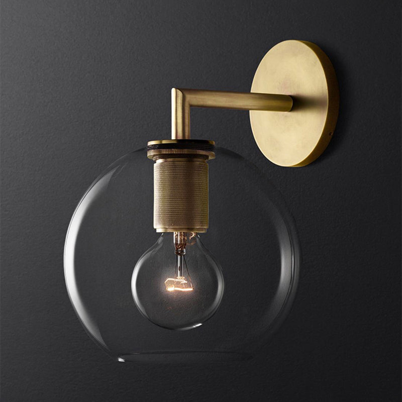 Geribbelde wandlamp met arm Postmodern eenvlam metalen/helder glazen wandlamp met/zonder schijf/sfeer/conus kap