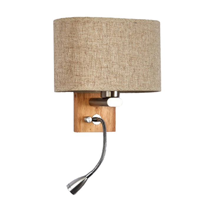 Flexibele Spotlamp Bedleeslamp Stof Enkele Nordic Wandlamp met ovale stoffen kap in Beige/Vlas/Champagne