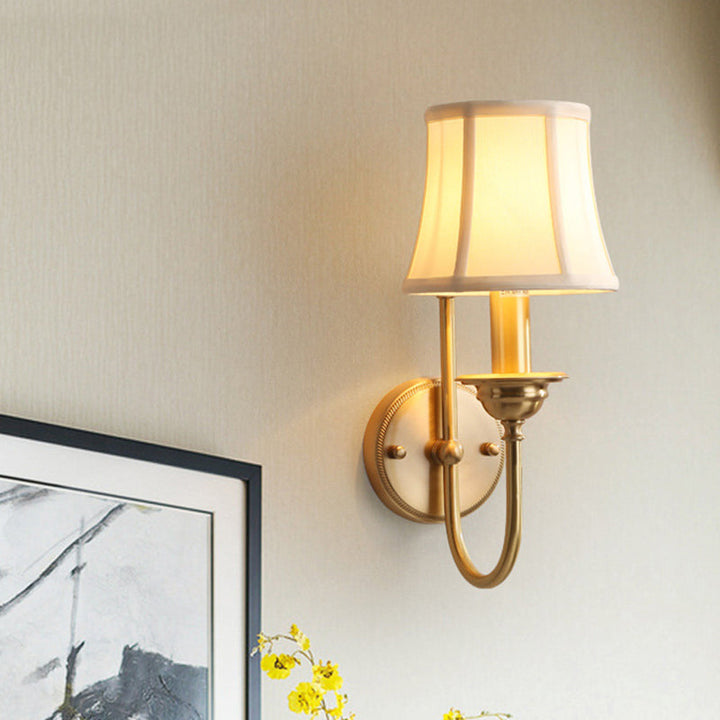 Ablaufende woonkamer wandverlichting antiquarisch weefsel 1 gloeilamp gouden wandlamp met U-vormige arm