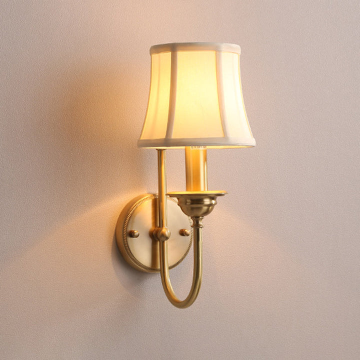 Ablaufende woonkamer wandverlichting antiquarisch weefsel 1 gloeilamp gouden wandlamp met U-vormige arm