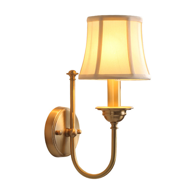 Ablaufende woonkamer wandverlichting antiquarisch weefsel 1 gloeilamp gouden wandlamp met U-vormige arm