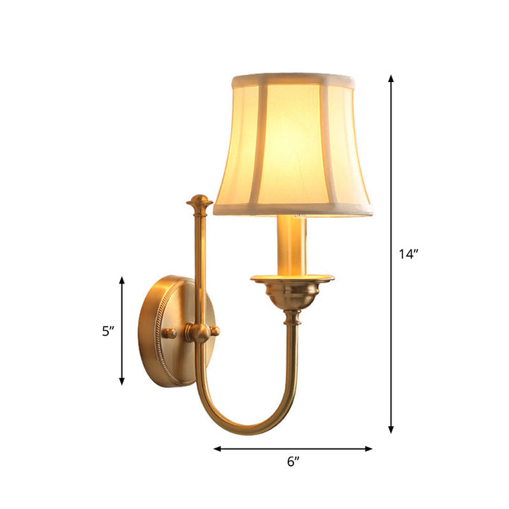 Ablaufende woonkamer wandverlichting antiquarisch weefsel 1 gloeilamp gouden wandlamp met U-vormige arm