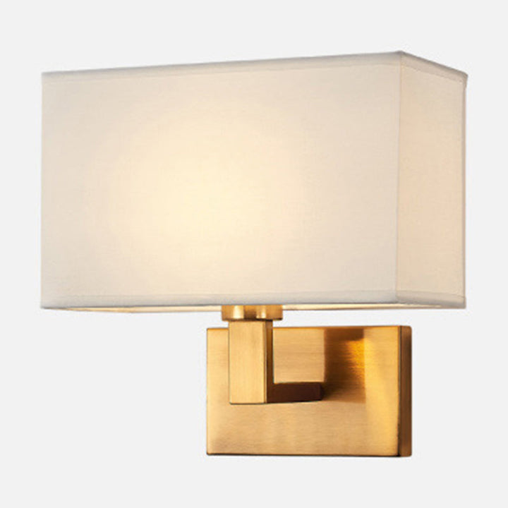 Postmodern Cube Wandlamp Stof 1-Lichts Nachttafel Lees Wandlamp in Wit/Beige/Bruin met Zwart/Gouden Arm
