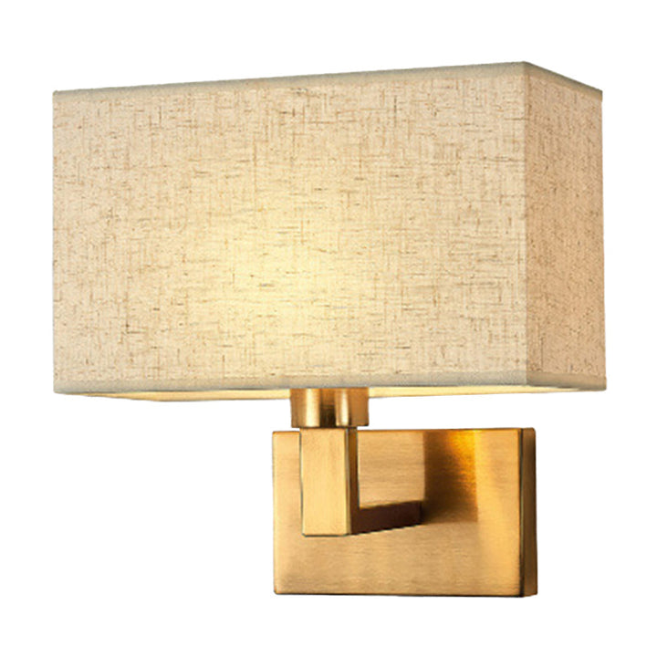 Postmodern Cube Wandlamp Stof 1-Lichts Nachttafel Lees Wandlamp in Wit/Beige/Bruin met Zwart/Gouden Arm