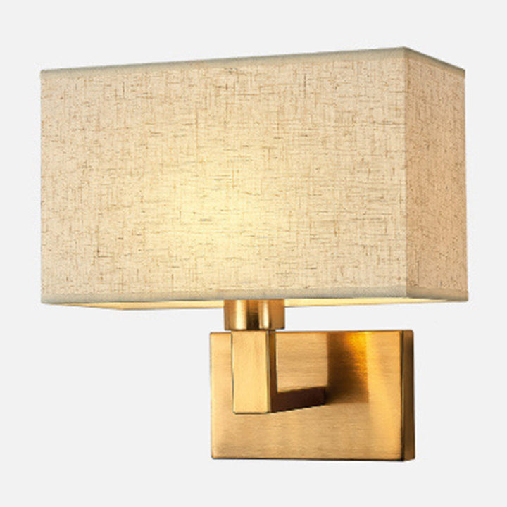 Postmodern Cube Wandlamp Stof 1-Lichts Nachttafel Lees Wandlamp in Wit/Beige/Bruin met Zwart/Gouden Arm