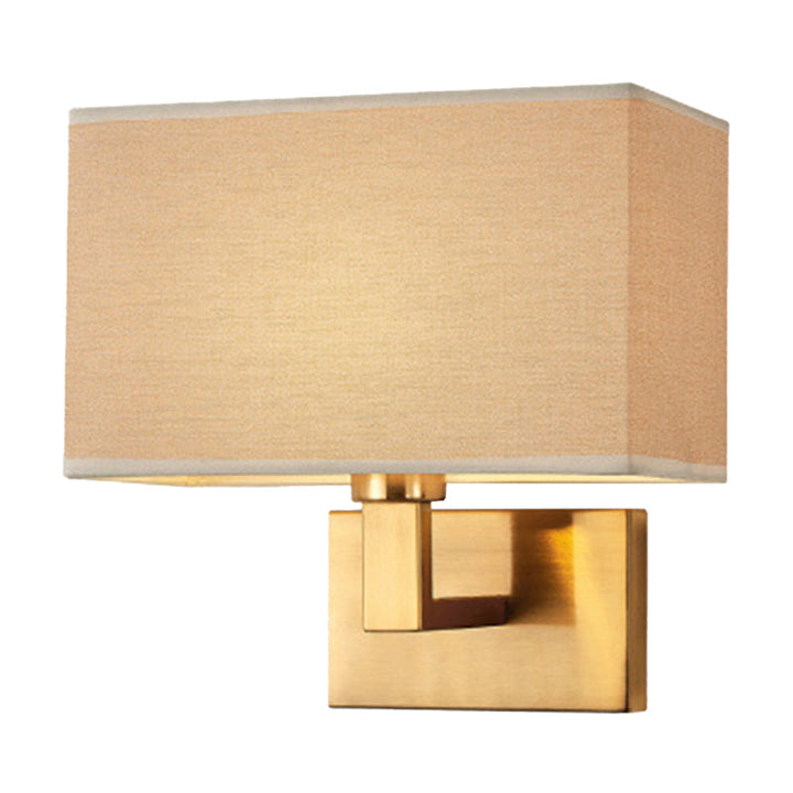 Postmodern Cube Wandlamp Stof 1-Lichts Nachttafel Lees Wandlamp in Wit/Beige/Bruin met Zwart/Gouden Arm