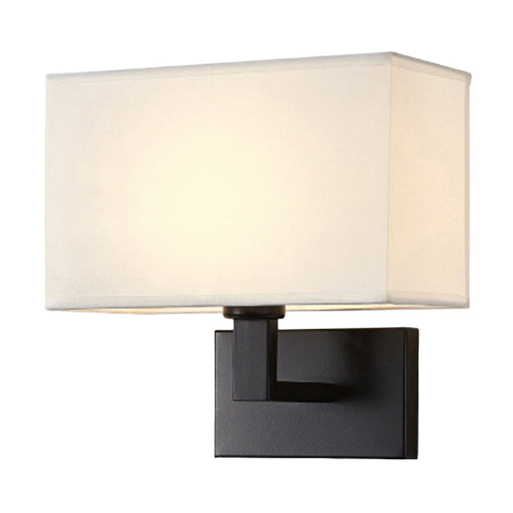 Postmodern Cube Wandlamp Stof 1-Lichts Nachttafel Lees Wandlamp in Wit/Beige/Bruin met Zwart/Gouden Arm