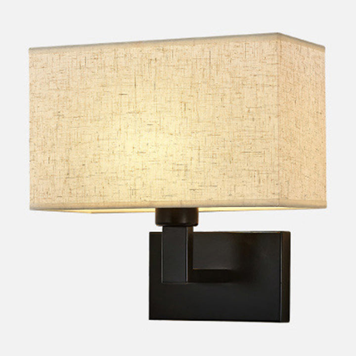 Postmodern Cube Wandlamp Stof 1-Lichts Nachttafel Lees Wandlamp in Wit/Beige/Bruin met Zwart/Gouden Arm