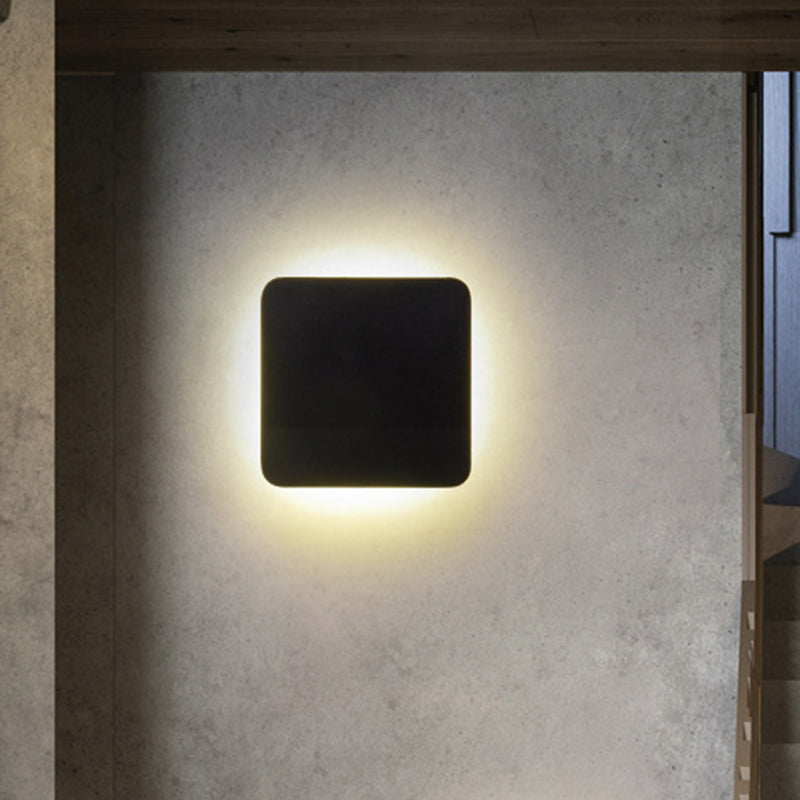 Ronde/Rechthoekige Flush Mount Wandlamp Minimalistisch Aluminium Gang LED Wandlamp in Zwart