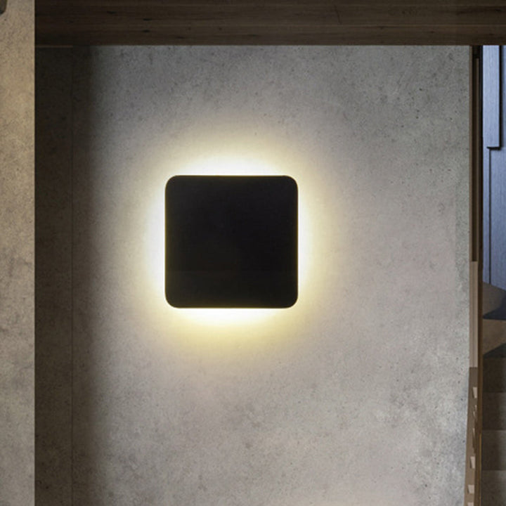 Ronde/Rechthoekige Flush Mount Wandlamp Minimalistisch Aluminium Gang LED Wandlamp in Zwart