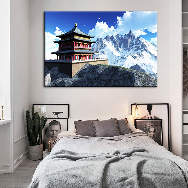 Tempel In Den Bergen - Canvas Wandkunst Schilderij
