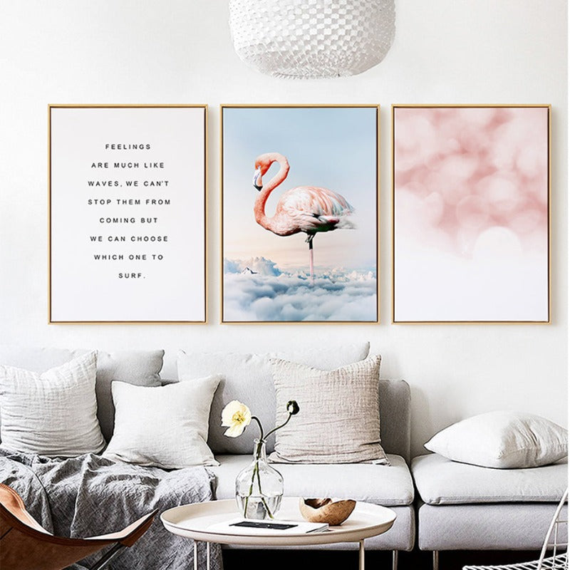 Flamingo In Landschap - Canvas Wandkunst Schilderij