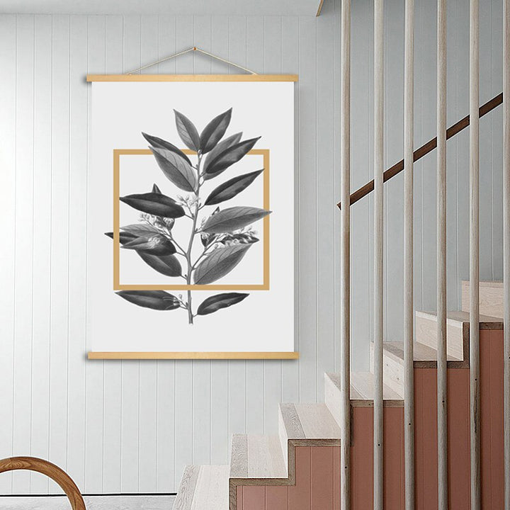 Grijze Bloemen Geometrische Nordic Prints Poster - Canvas Wanddecoratie Schilderij