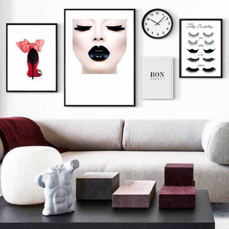 Fashion Makeup Girl Decoratieve - Canvas Wandkunst Schilderij