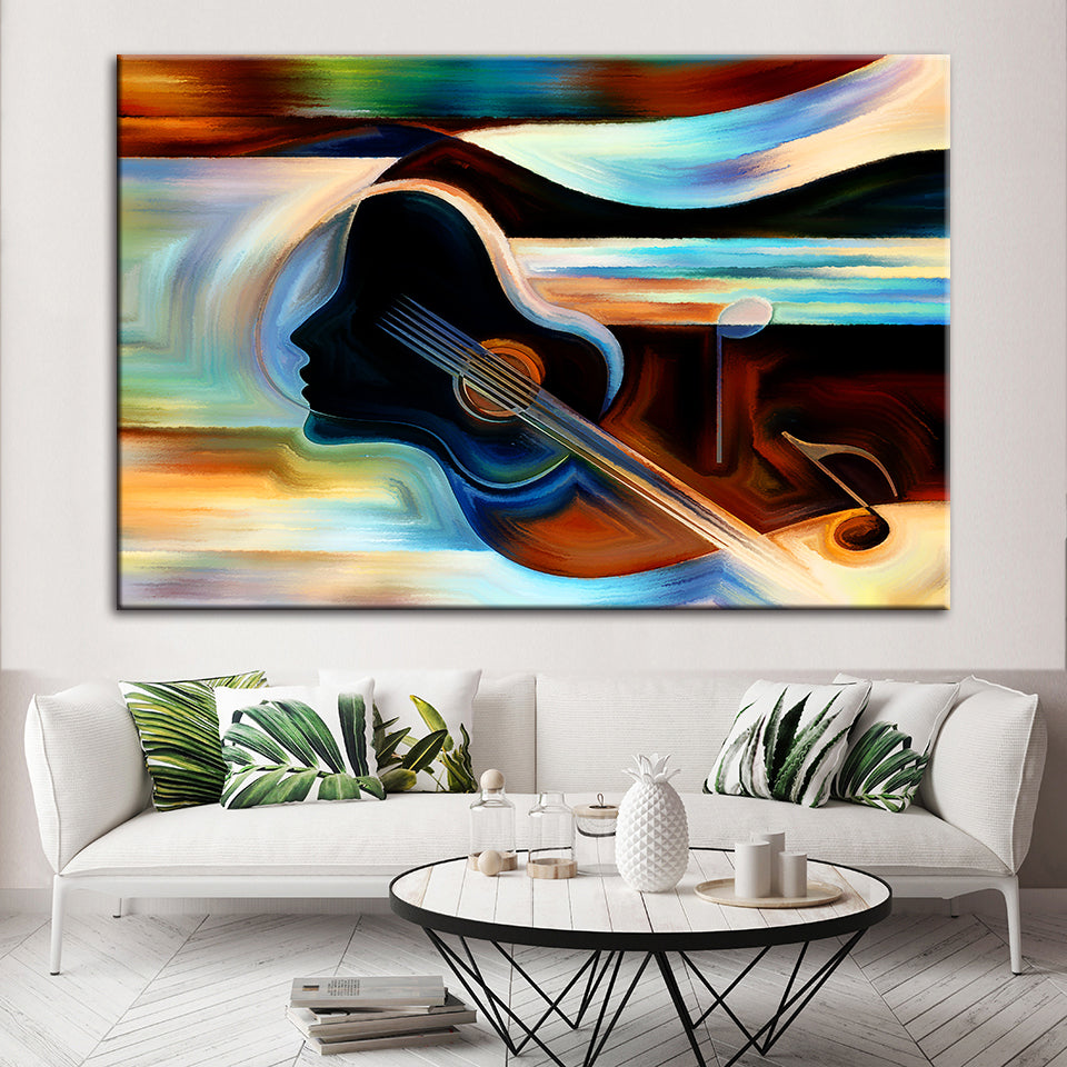 Guitar Lady - Canvas Muur Kunst Schilderij