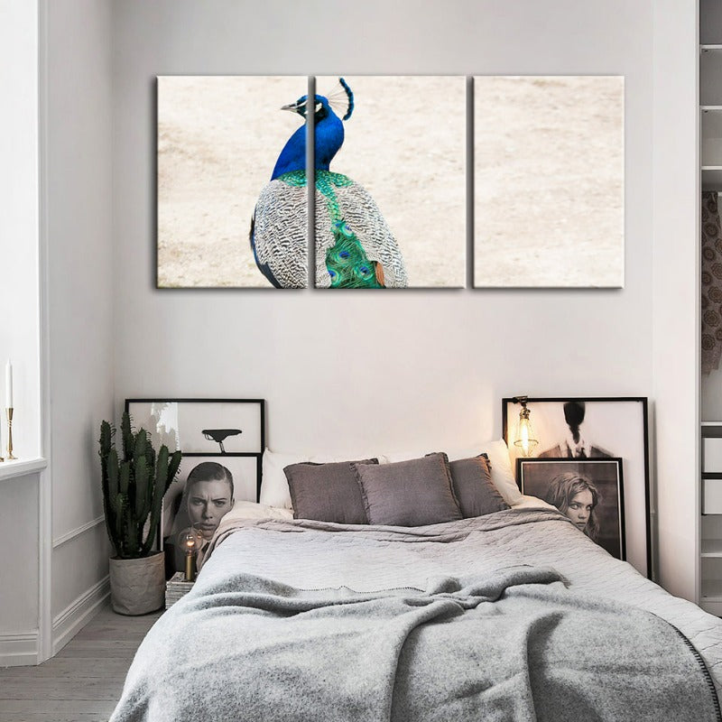 Rock elegante Pfau-Leinwand Wandkunst Schilderij 3 delen