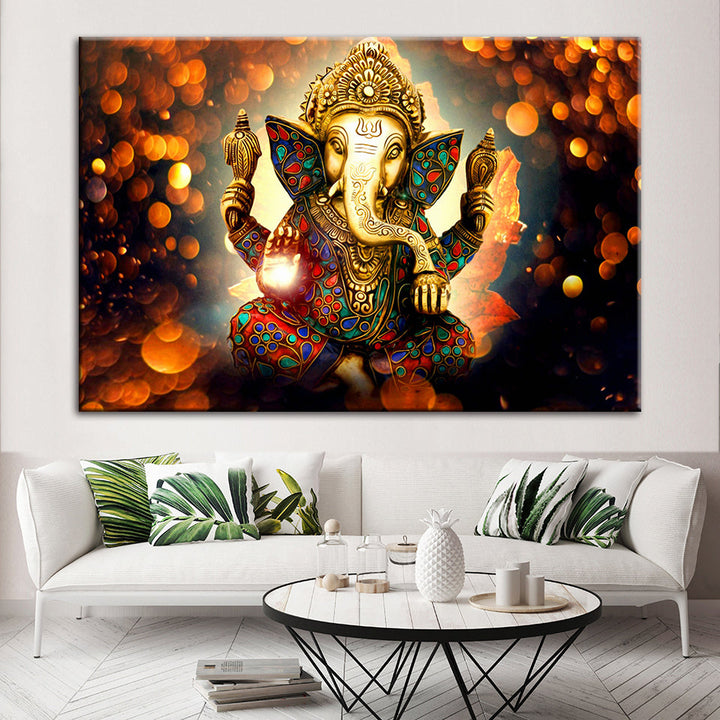 Hindoe Lord Ganesha - Canvas Wandkunst Schilderij