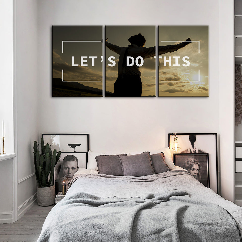 Laten we dit doen 3 stuks - Canvas muurkunst schilderij
