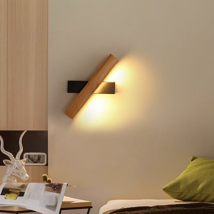 Lineaire lees wandlamp Moderne houten draaibare LED slaapkamer wandlamp