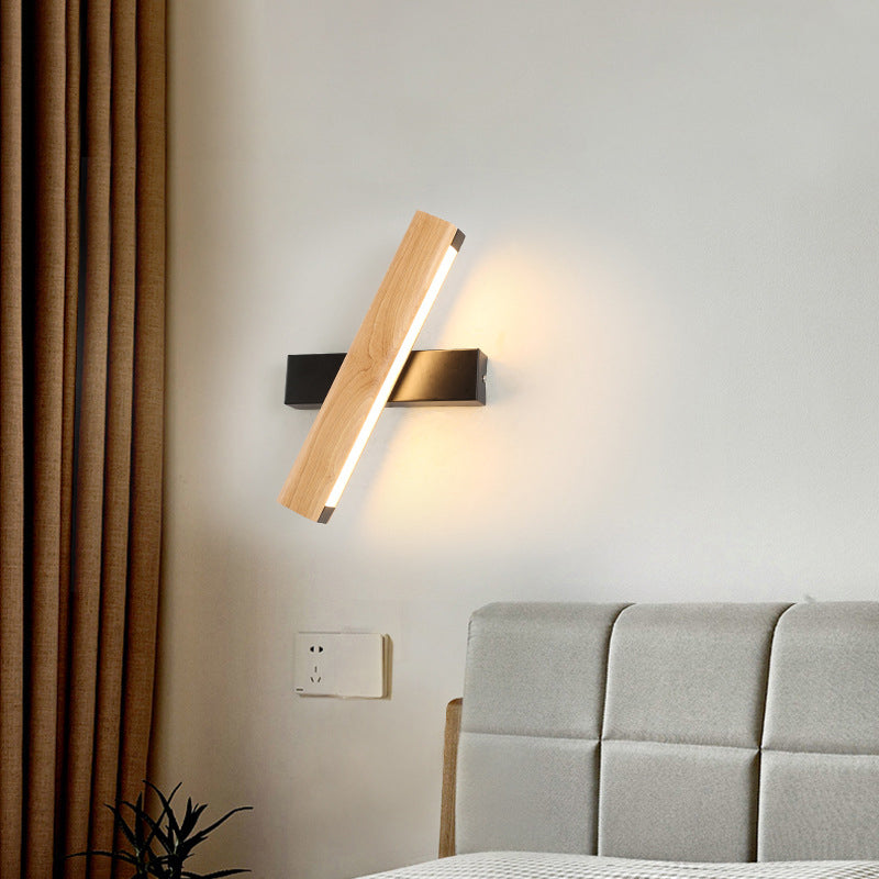 Lineaire lees wandlamp Moderne houten draaibare LED slaapkamer wandlamp