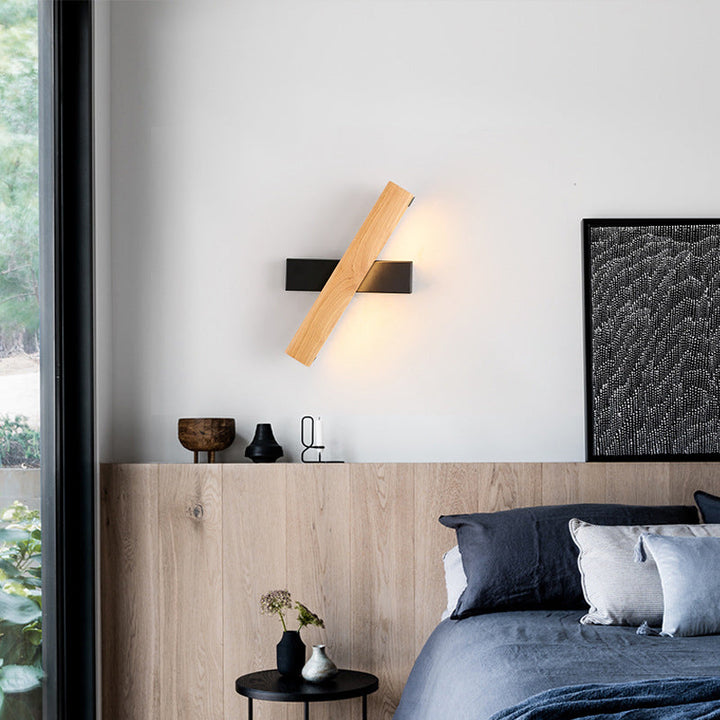 Lineaire lees wandlamp Moderne houten draaibare LED slaapkamer wandlamp
