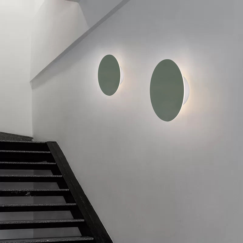 Noordse Stijl Macaron Kleurige Wandlamp Ronde Metalen Wandverlichting voor Trap Foyer