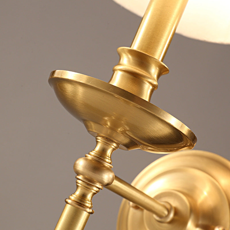 Kaarsenhouder woonkamer wandverlichting vintage metalen enkele gouden wandlamp met empire stoffen kap