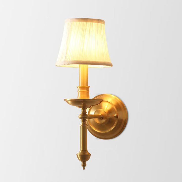 Kaarsenhouder woonkamer wandverlichting vintage metalen enkele gouden wandlamp met empire stoffen kap