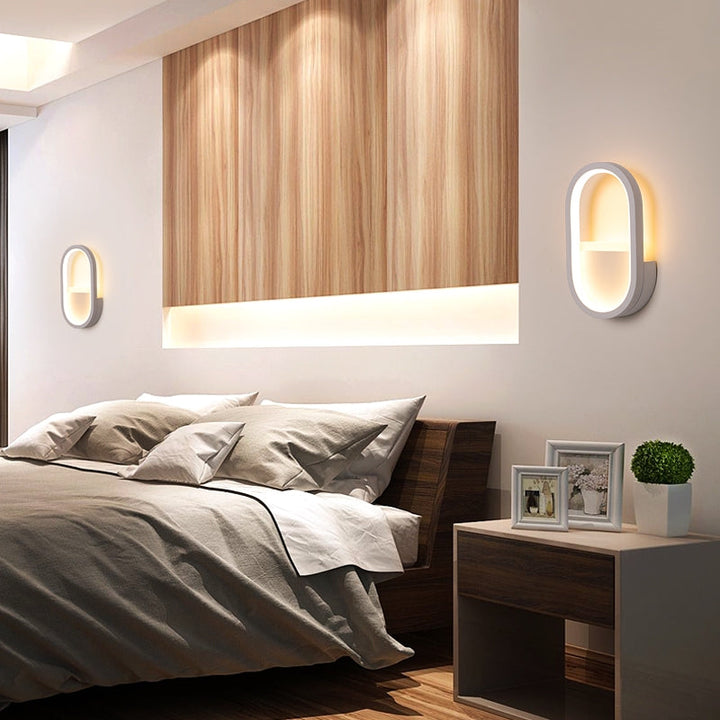 Ovale wandlamp Hedendaagse Acryl Zwart/Wit LED wandlamp in Warm/Wit licht