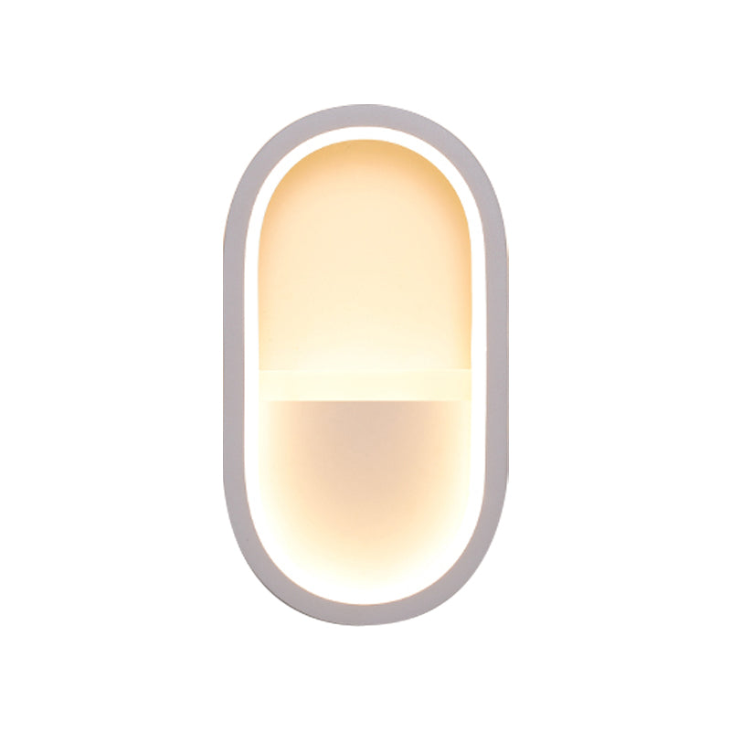 Ovale wandlamp Hedendaagse Acryl Zwart/Wit LED wandlamp in Warm/Wit licht