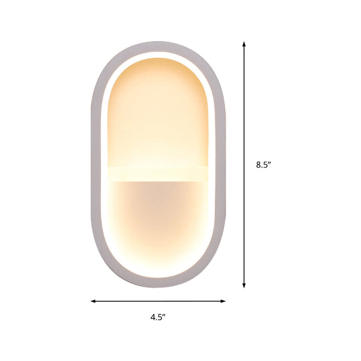 Ovale wandlamp Hedendaagse Acryl Zwart/Wit LED wandlamp in Warm/Wit licht