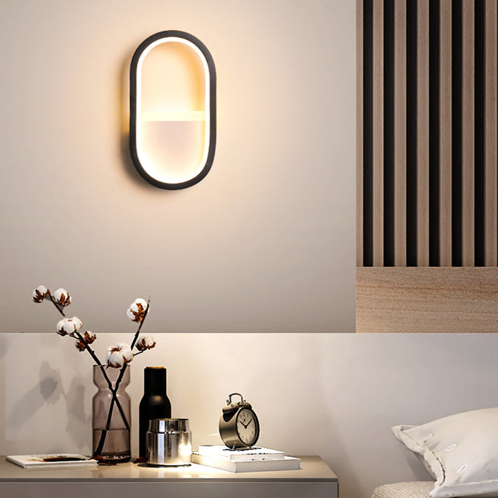 Ovale wandlamp Hedendaagse Acryl Zwart/Wit LED wandlamp in Warm/Wit licht