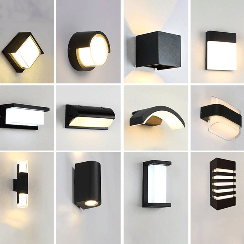 Geometrische Acryl Wandlamp Minimalistisch Zwart LED Wandmontage Verlichting voor Buiten