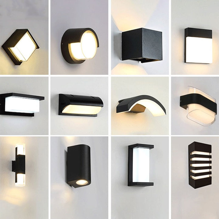 Geometrische Acryl Wandlamp Minimalistisch Zwart LED Wandmontage Verlichting voor Buiten