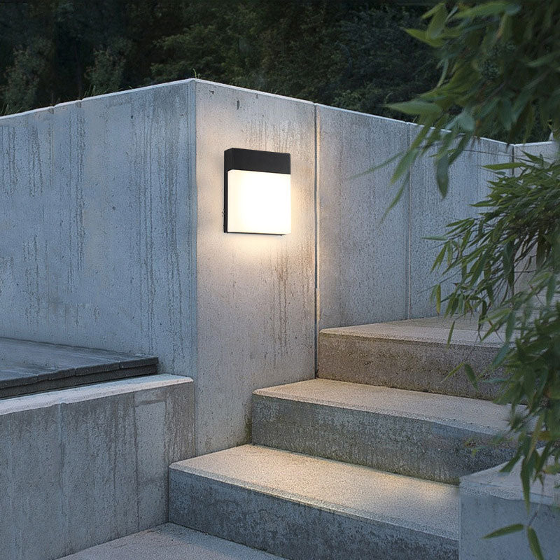 Geometrische Acryl Wandlamp Minimalistisch Zwart LED Wandmontage Verlichting voor Buiten