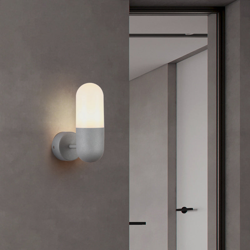 Metalen Wandlamp Postmodern 1 Licht Zwart/Grijs/Wit Wandgemonteerde Lamp voor Slaapkamer