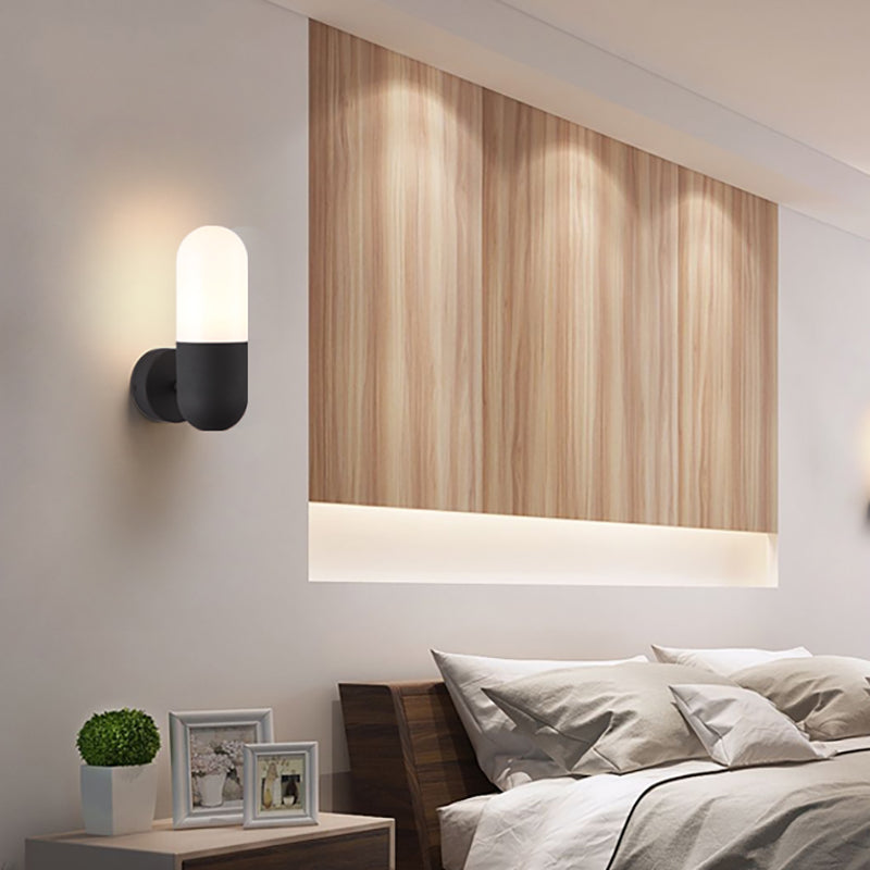 Metalen Wandlamp Postmodern 1 Licht Zwart/Grijs/Wit Wandgemonteerde Lamp voor Slaapkamer