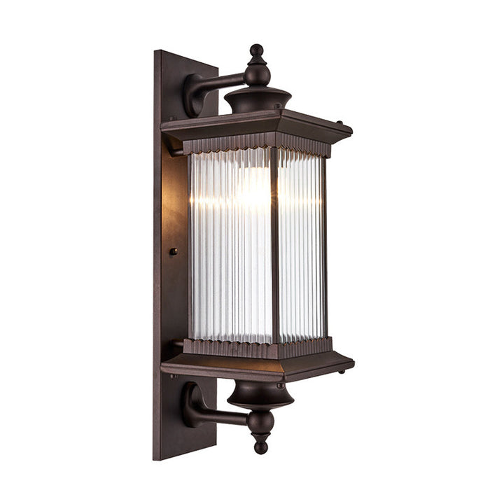 Enkelvoudige gloeilamp wandmontage licht retro rechthoekig geribbeld glas wandverlichting voor buitenruimtes