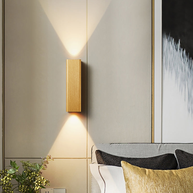 Moderne Kubusvormige Wandlamp Metaal Woonkamer LED Op- en Neerwaartse Wandlamp in Brons/geel/bruin
