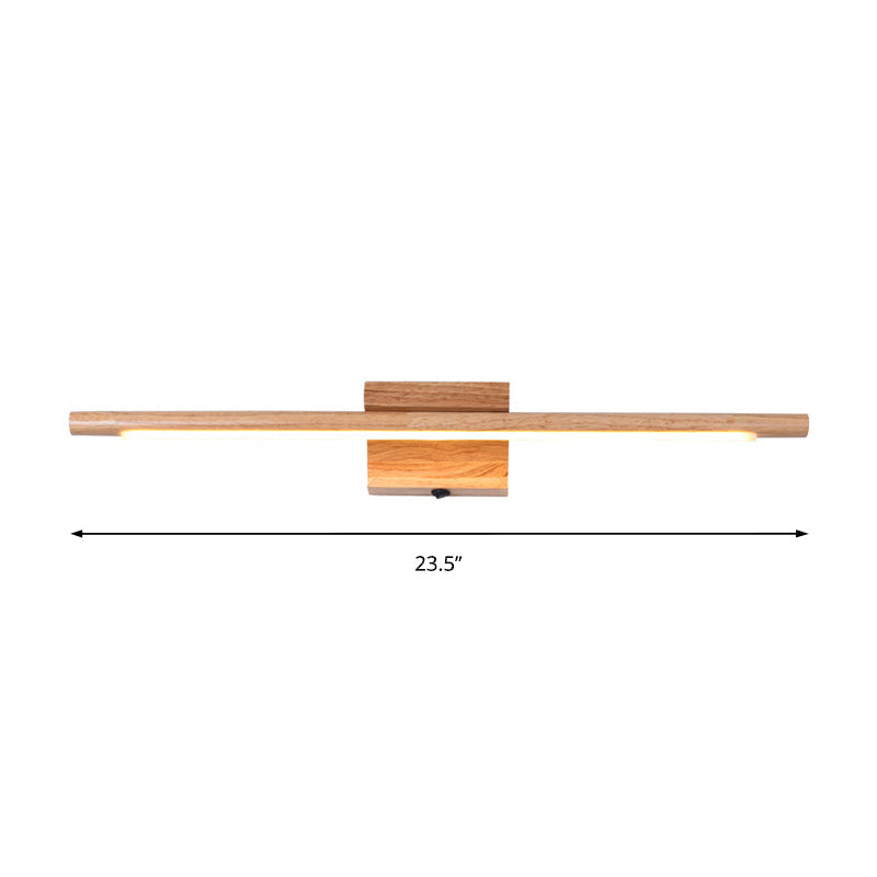 Slim Wood Vanity Wandlamp Modernistische Led Beige Wandlamp in Wit/Warm Licht