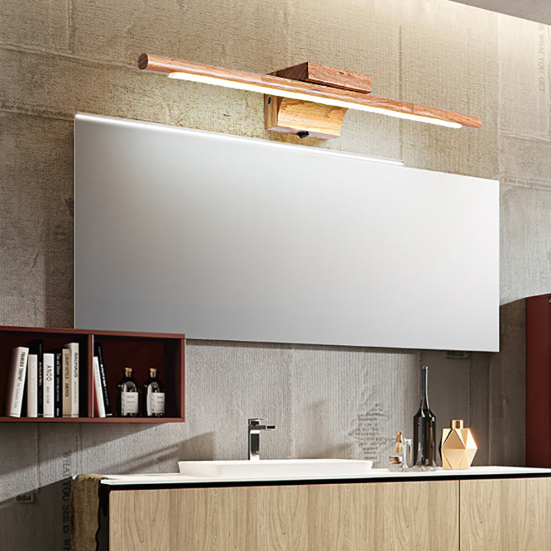 Slim Wood Vanity Wandlamp Modernistische Led Beige Wandlamp in Wit/Warm Licht