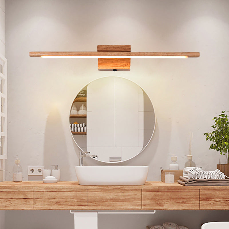 Slim Wood Vanity Wandlamp Modernistische Led Beige Wandlamp in Wit/Warm Licht