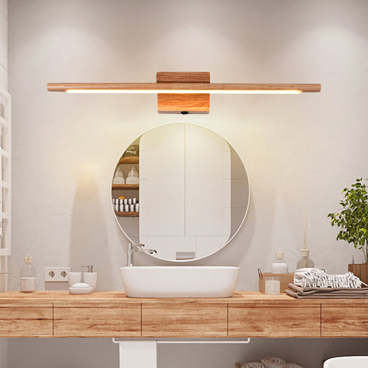 Slim Wood Vanity Wandlamp Modernistische Led Beige Wandlamp in Wit/Warm Licht