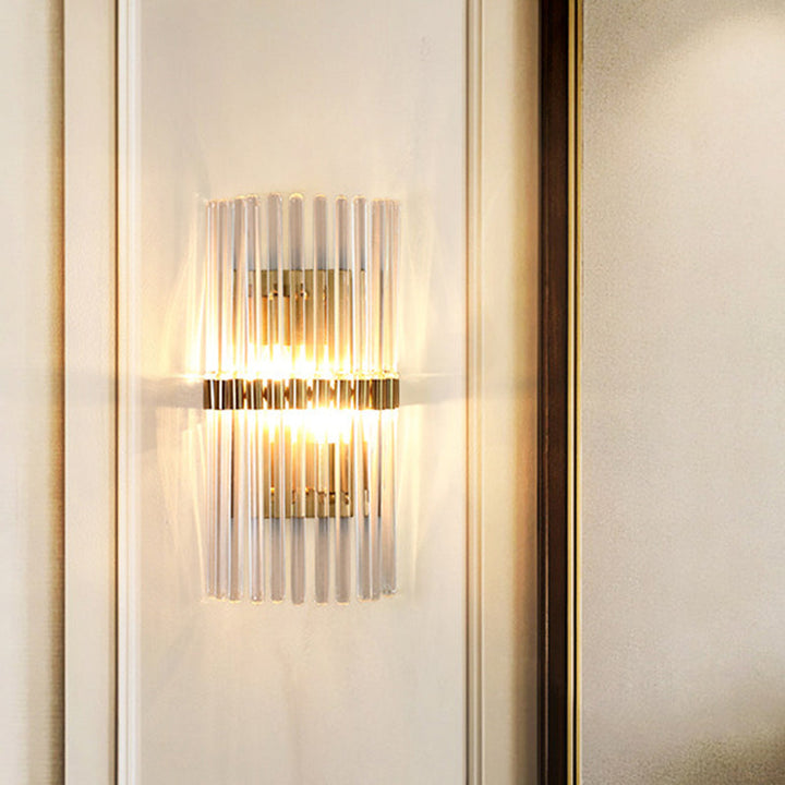 Contemporary kolom wandlamp kristal 2 koppen woonkamer wandlamp in goud