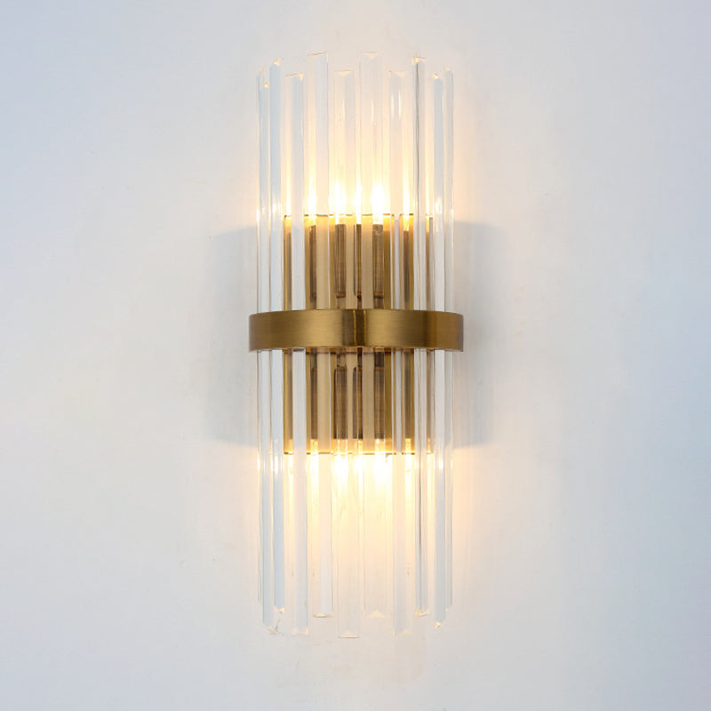 Contemporary kolom wandlamp kristal 2 koppen woonkamer wandlamp in goud