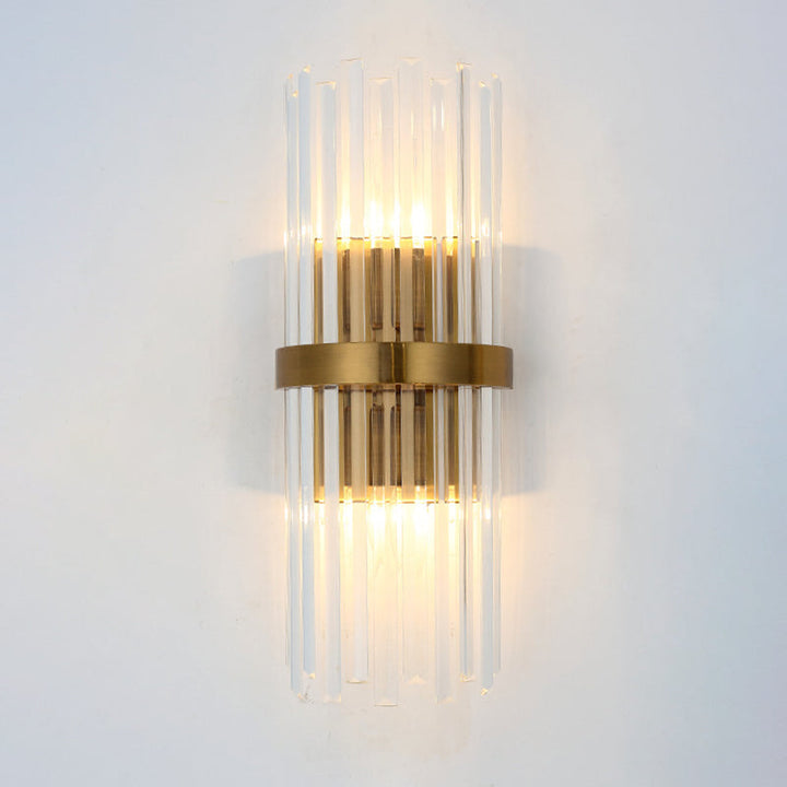 Contemporary kolom wandlamp kristal 2 koppen woonkamer wandlamp in goud