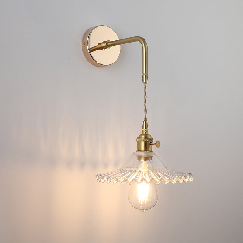 Schatten Glas Wandlamp Vintage Enkel-Glühbirne Nachttisch Wandgemonteerde Lamp in Goud