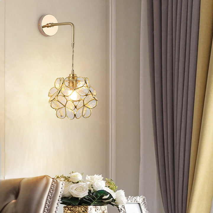 Schatten Glas Wandlamp Vintage Enkel-Glühbirne Nachttisch Wandgemonteerde Lamp in Goud