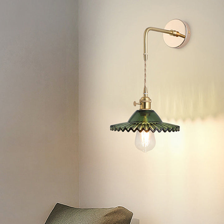 Schatten Glas Wandlamp Vintage Enkel-Glühbirne Nachttisch Wandgemonteerde Lamp in Goud